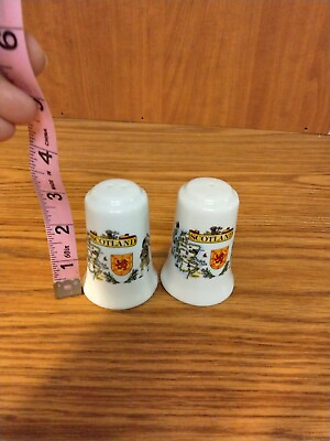 #ad Scotland Map And Highlander Salt And Pepper Shakers Never Filled $7.50