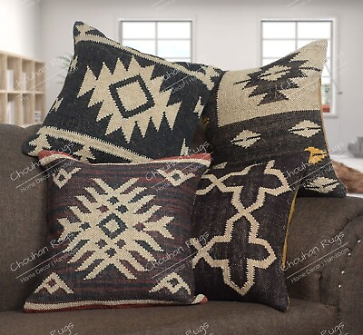 #ad Cushion Cover Handwoven Home Decor Pillow Cover Case 18 x 18 in Lot of 4 $77.70