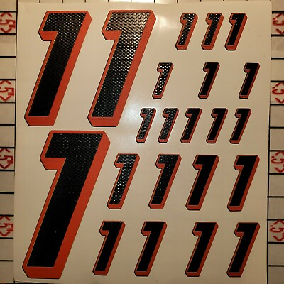 #ad Matte Black w Gloss Carbon Fiber Burnt Orange White#1#x27;s Racing Vinyl DecalSheet $8.99