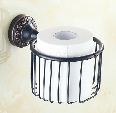 #ad Oil Rubbed Black Bronze Toilet Paper Holder Roll Holder Tissue Basket Wall Mount $27.00