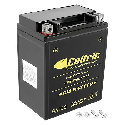 Caltric AGM Battery for Yamaha Moto 4 YFM200 YFM225 YFM350 1985 1995 12V 12Ah $38.85