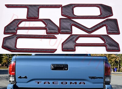 #ad Tailgate Insert Letters fits 2016 2021 Toyota Tacoma Emblem Black Fiber Red $22.88