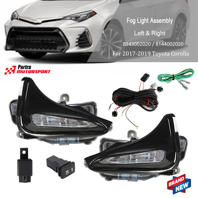 #ad Front LED Fog Lights DRL Fog Lamps w Bulbs Kit Fit For 2017 2019 Toyota Corolla $39.77