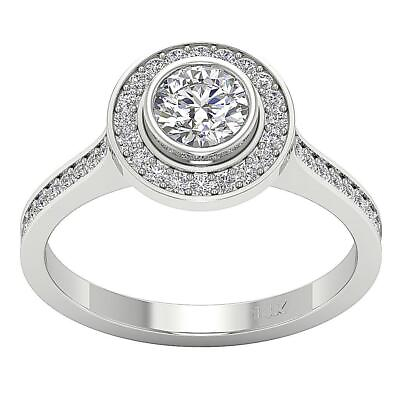 #ad Solitaire Halo Anniversary Ring 1.30 C I1 G Genuine Diamond Appraisal White Gold $1511.15