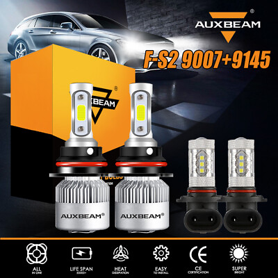 #ad AUXBEAM S2 9007 LED Headlight9145 Fog Bulb Combo Kit for Jeep Liberty 2002 2007 $44.99