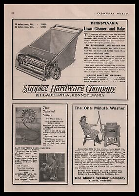 #ad 1912 Supplee Hardware Company Philadelphia Lawn Cleaner amp; Rake Vintage Print Ad $14.95