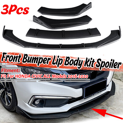 #ad For Honda Civic All Model 2016 2020 Front Bumper Lip Splitter Carbon Style $47.19