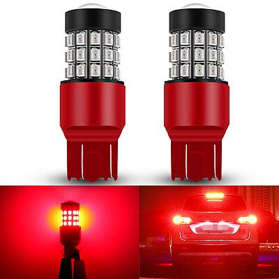 #ad 2x Strobe LED Flashing Blinking Brake Light Tail Stop Parking Bulb Red 7443 7440 $14.96