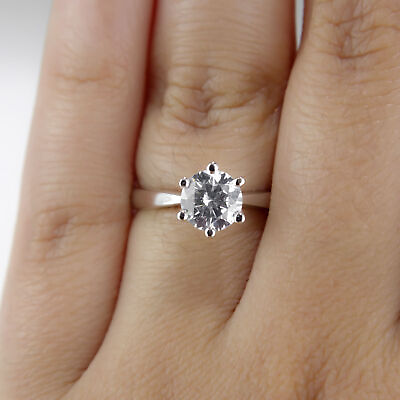 #ad 1 Carat F VS2 Certified Diamond Engagement Ring Round Cut 14K White Gold $1817.30