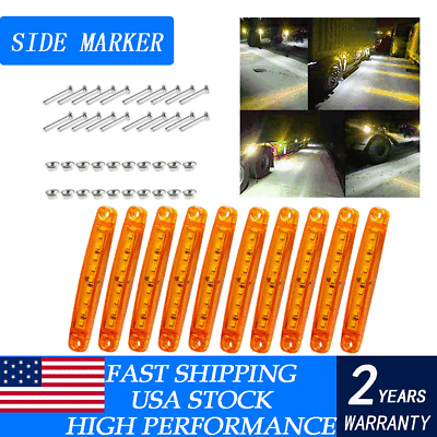 #ad 10X Amber 12V 9LED Side Marker Indicator Lights Car Truck Trailer US Free Return $10.99