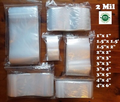 Clear Top Lock Zip Seal Plastic Bags 2Mil Reclosable Jewelry Pill Small Mini Bag $1.29