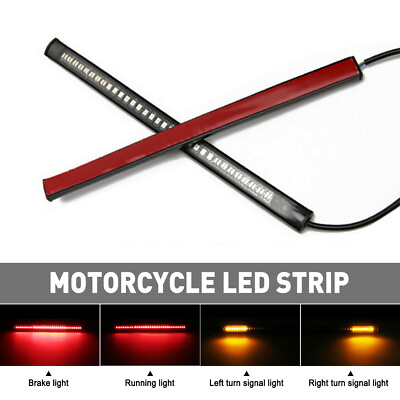 #ad 2X 48 Motorcycle LED Turn Signal Brake Tail Light Strip Amber Red Super Bright $9.99