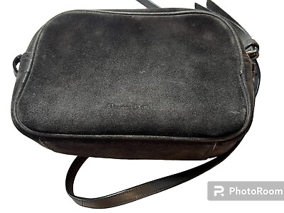 #ad Massimo Dutti Black Suede Leather Cross Body Small Bag Spain Luxury Clutch $38.55