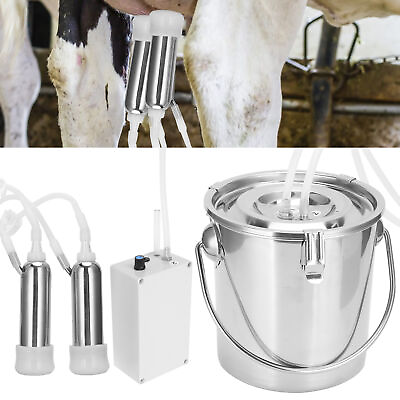 #ad Practical Electric Milking Machine Stainless Steel Bucket Cows Milking US Plug $122.05