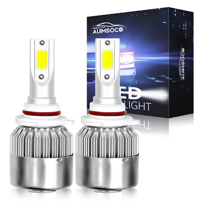 #ad 1 pair 9012 HIR2 LED Headlight Bulbs Kit High Low Beam Super Bright 6000K White $29.99