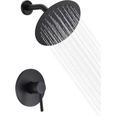 #ad Matte Black Shower Faucet Set Single Function Shower Trim Kit W Rough in Valve $42.99