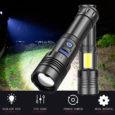 #ad 1000000LM LED Flashlight Tactical Light Super Bright Torch USB Rechargeable Lamp $18.88