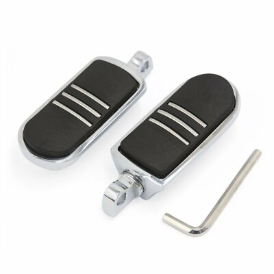 #ad Chrome Rubber Foot Pegs Motorcycle Footpeg Footrest Set Fits For Harley Davidson $39.16