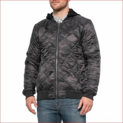 #ad PROJEK RAW men jacket hooded full zip 133570 black camo sz L $140 $28.99
