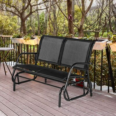 #ad AECOJOY Outdoor Swing Glider Bench 2 Person Loveseat Patio Rocking Chair $75.85