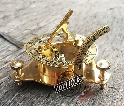 #ad Brass Sundial Compass Clock West London Working Sun Maritime Vintage Sailor Gift $26.42