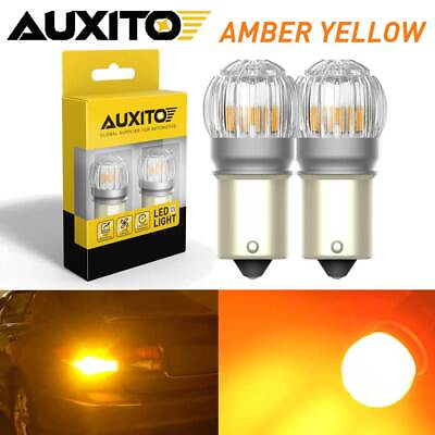 #ad Auxito 1156 7506 LED Front Turn Signal Light Bulbs Amber 3000K Error Free BA15S $16.99