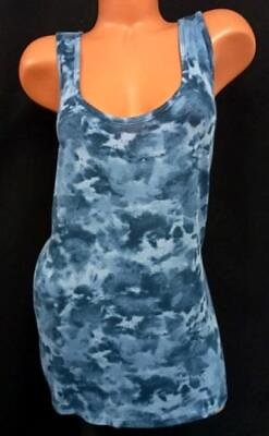 #ad Terra amp; sky blue marbled scoop neck ribbed stretch sleeveless top 1X $12.99