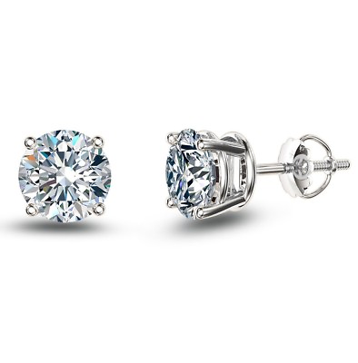 #ad Cz Round Diamond 6mm Solitaire Stud Earrings 925 Sterling Silver $10.99