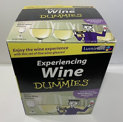 #ad LOOK Experience WINE FOR DUMMIES .. 4 White Wine Glasses And Book $23.00