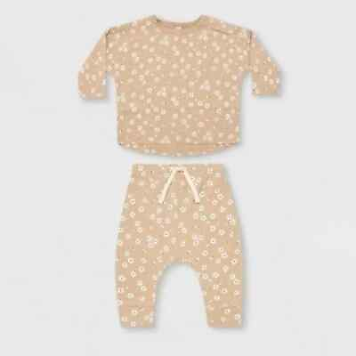 #ad Q by Quincy Mae Baby Girls#x27; 2pc Floral Brushed Jersey Top Bottom Set size 0 3 M $13.38