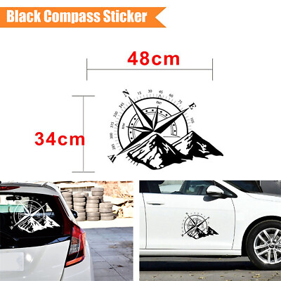 #ad Car Window Engine Cover Hood Compass Decoration Sticker Waterproof Black 48x34cm $13.09