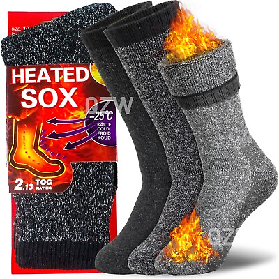 #ad 3 Pair Mens Winter Thermal Warm Heavy Duty Crew Work Boots Socks 9 13 $11.99