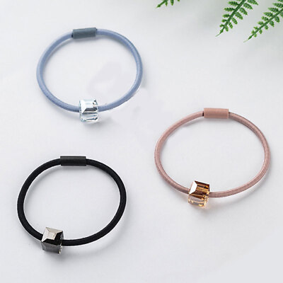 #ad 1Pcs Simple Solid Color Single Crystal Elastic Hair Bands Hair Ring Rubber Band $0.99