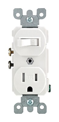 #ad Leviton 15 amps 125 V Duplex White Combination Switch Outlet 5 15R 1 pk 4 Pack $37.42