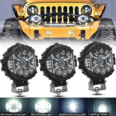 #ad 7#x27;#x27; inch Round LED Pods Work Light Bar Driving Fog Headlight Truck Off Road 4WD $59.75