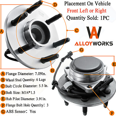 #ad 2WD Front Wheel Hub Bearing for Chevy Silverado 1500 Tahoe GMC Sierra 1500 $41.99