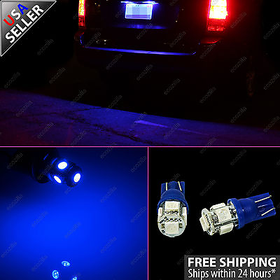 #ad 2x Ultra Blue License Plate Tag 5 SMD LED Light Bulb T10 Wedge 192 168 W5W 2825 $8.99