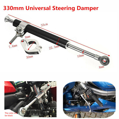 #ad 330mm Aluminum Universal Steering Damper 6way Adjust Stabilizer For Motorcycles $29.69