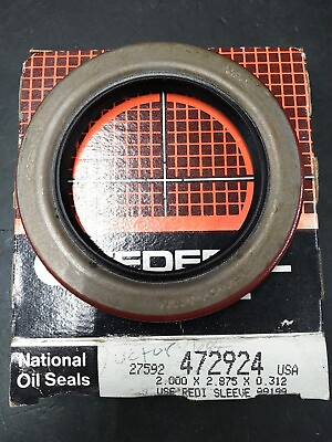 #ad National 472924 Oil Seal 2.000quot; x 2.875quot; x .312quot; Double Lip with Inner Spring $8.00