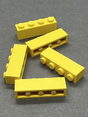 #ad LEGO 1x4 Brick Part 3010 5pcs Yellow Vintage $1.29