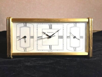 #ad Tiffany amp; Co Table Clock Triple Clock Quartz Gold Not Checked For Operation $238.99