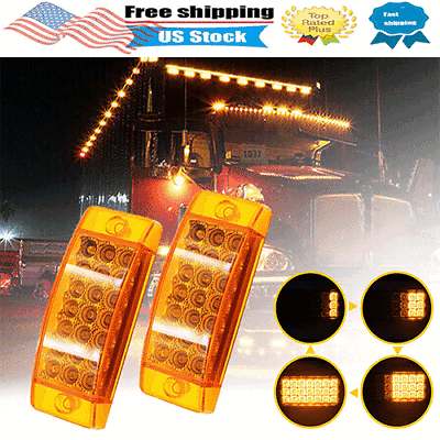 #ad 2x Amber 21 LED Side Marker Clearance Lights Waterproof 6in for Trailer Truck RV $14.99