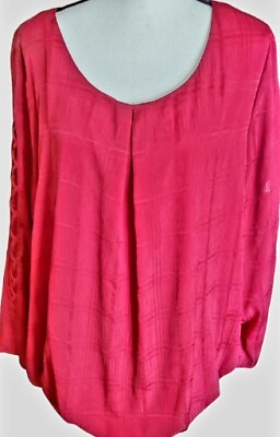 #ad Alyx Women’s Size 2x Red Overlay Chiffon Braided Cut Out Long Sleeve Blouse $12.10