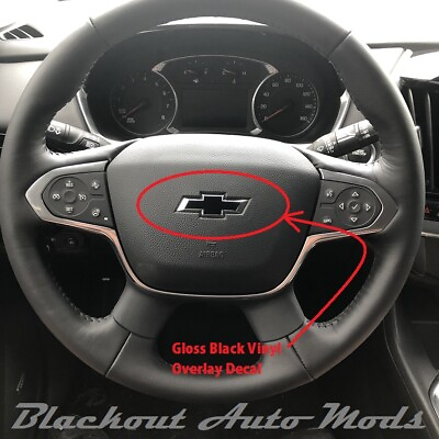 #ad Gloss Black Steering Wheel Bowtie Overlay Chevy Traverse 2014 2024 Precut Decal $5.79