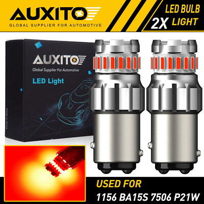 #ad AUXITO Red 1157 CANBUS Error Free LED Turn Signal Tail Stop Brake Light Bulb EOA $13.99