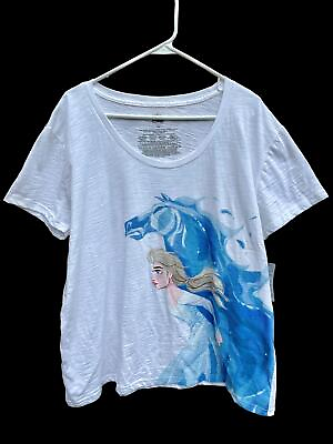 #ad Disney Parks Frozen Elsa Short Sleeve Shirt Top Plus 2X w5 $29.99