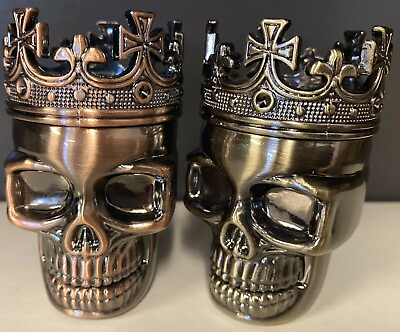 #ad 3 Piece Skull Metal Alloy Tobacco Spice Grinder Crusher USA Seller W Gift Box $8.99