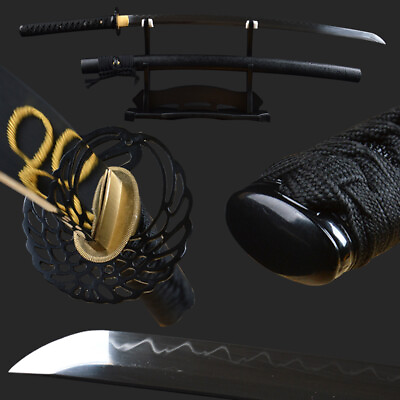 #ad Japanese Sword Samurai Katana Clay Tempered T10 Iron Tsuba Bo hi Sharp Practise $235.00