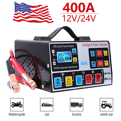 #ad 12 24V 9A Intelligent Automatic Car Battery Charger Pulse Jump Starter AGM GEL $23.88