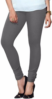 #ad Women Cotton Churidar Legging Extra Long Plain Solid Pant Daily Wear Gray $11.99